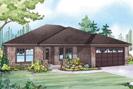 Cape Cod Cottage Ranch Elevation of Plan 60957