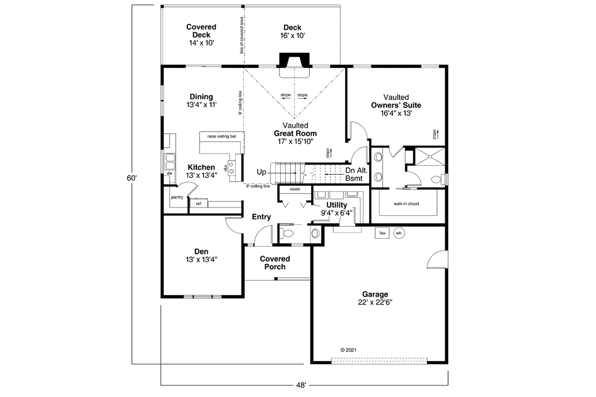 Contemporary Cottage Country Craftsman Level One of Plan 60958