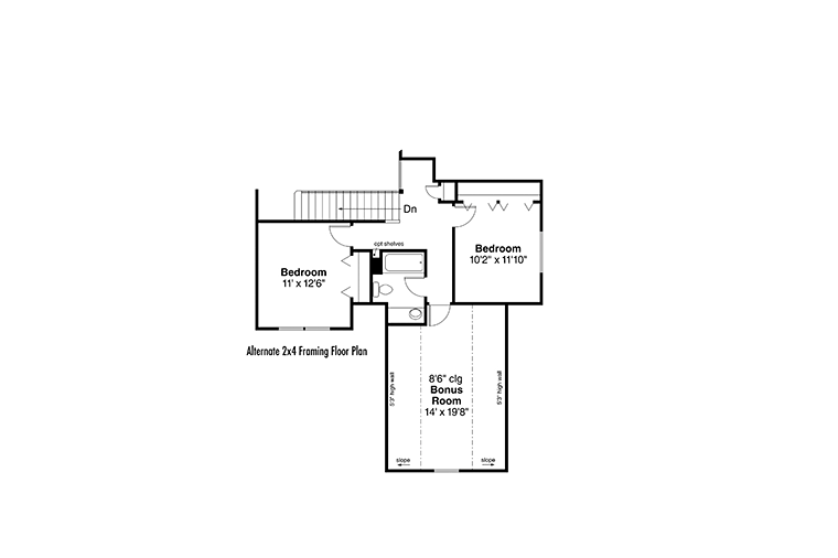 Contemporary Cottage Country Craftsman Alternate Level Two of Plan 60958