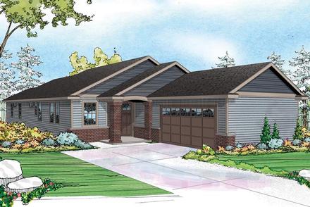 Contemporary Country Ranch Traditional Elevation of Plan 60961