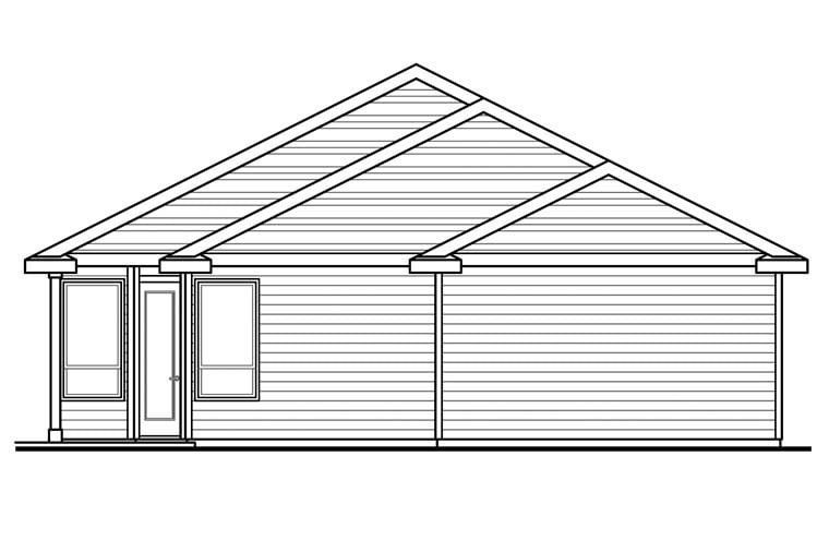 Contemporary Country Ranch Traditional Rear Elevation of Plan 60961