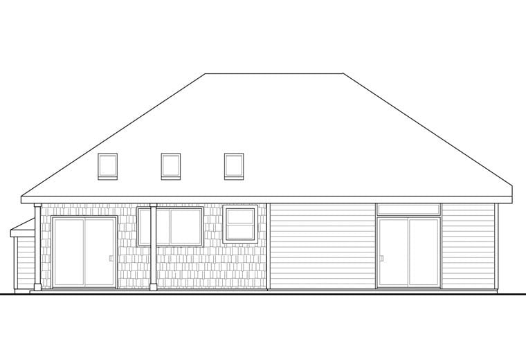 Cottage Country Ranch Traditional Rear Elevation of Plan 60962