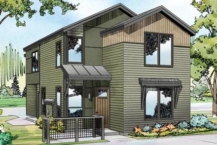 Contemporary Cottage Florida Elevation of Plan 60963