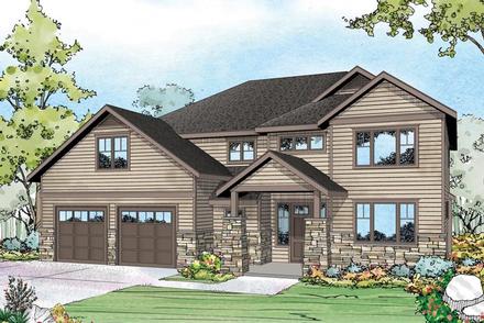 Country Craftsman Traditional Elevation of Plan 60964