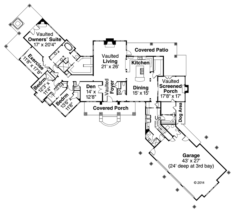 Country Ranch Traditional Level One of Plan 60965