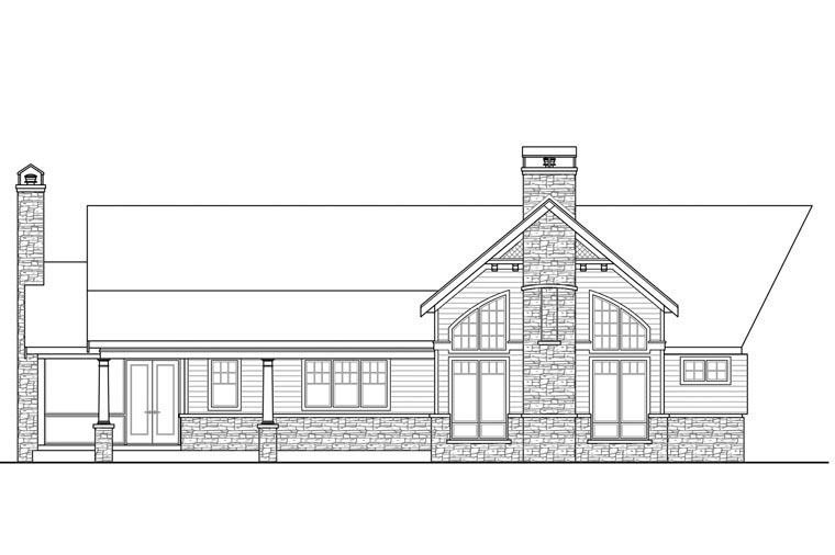 Country Ranch Traditional Rear Elevation of Plan 60965