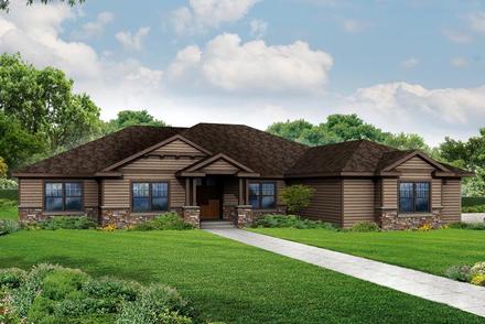 Country Craftsman Ranch Traditional Elevation of Plan 60967