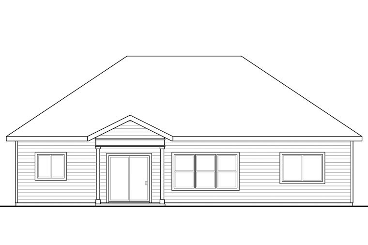 Cottage Country Craftsman Ranch Traditional Rear Elevation of Plan 60968