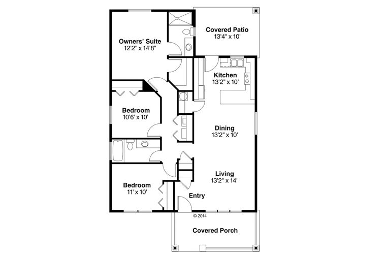 Bungalow Cottage Country Level One of Plan 60969