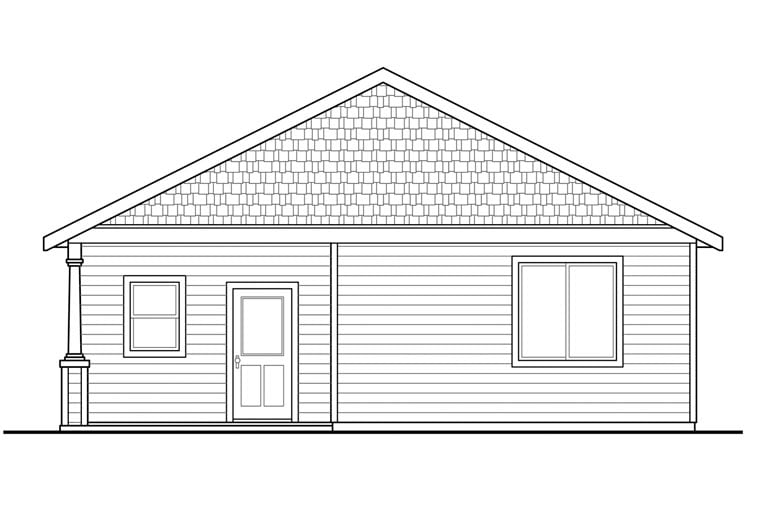 Bungalow Cottage Country Rear Elevation of Plan 60969