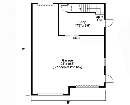 Garage Plan 60971 - 2 Car Garage First Level Plan