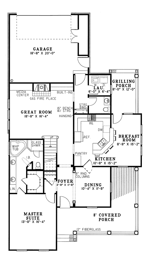 Country Farmhouse Southern Level One of Plan 61001