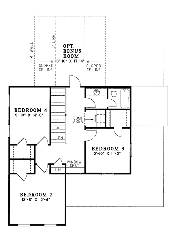 Country Farmhouse Southern Level Two of Plan 61001