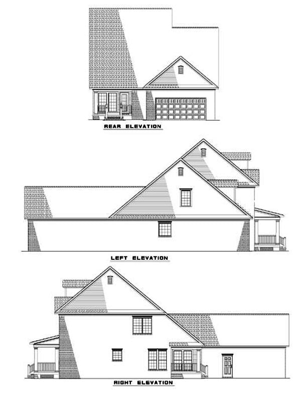 Country Rear Elevation of Plan 61002