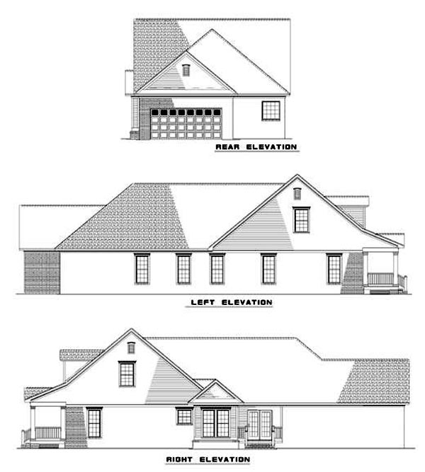 Colonial Country Rear Elevation of Plan 61003