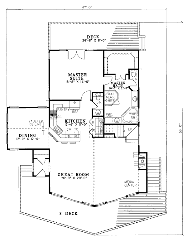 Coastal Contemporary Tudor Level One of Plan 61005