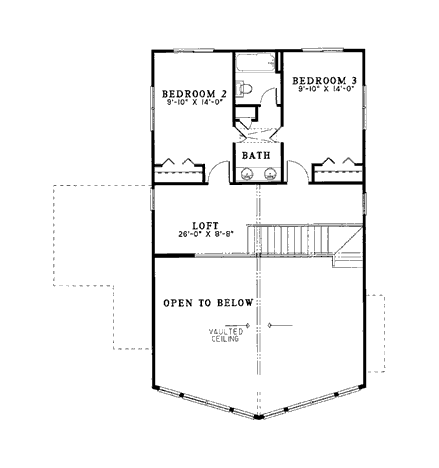 House Plan 61005 Second Level Plan