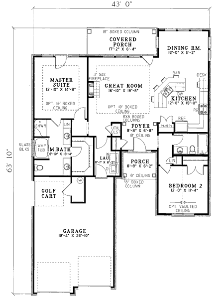 House Plan 61008 First Level Plan