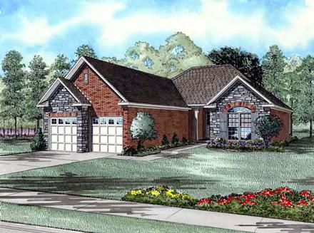 European One-Story Elevation of Plan 61008