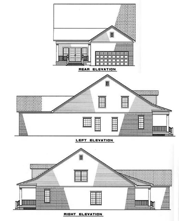 Country Southern Rear Elevation of Plan 61011