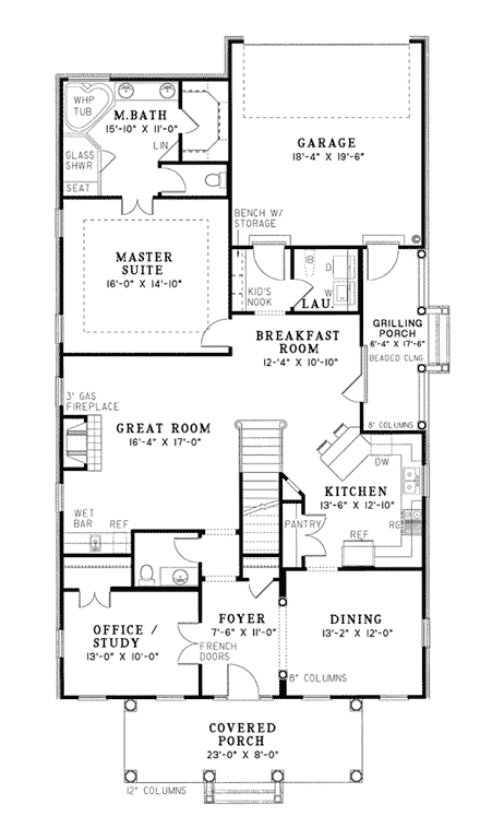 House Plan 61013 First Level Plan