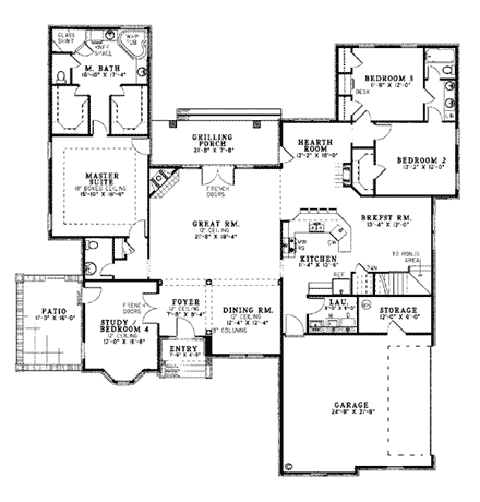 House Plan 61015 First Level Plan