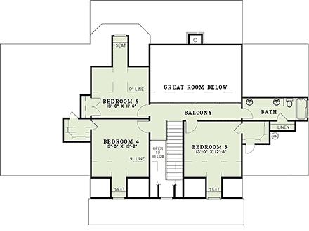 House Plan 61017 Second Level Plan