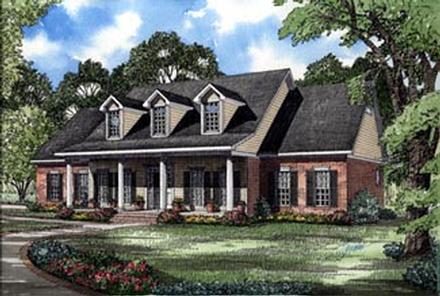 Colonial Country Southern Elevation of Plan 61017