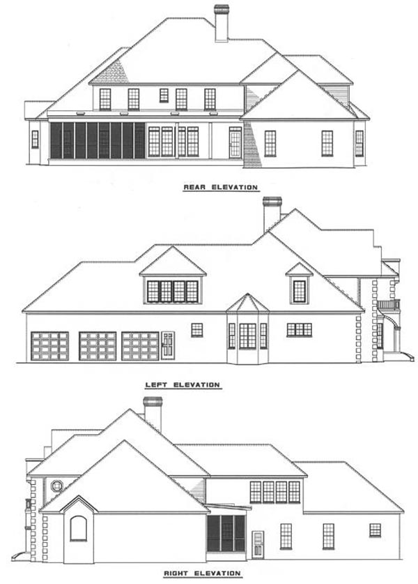 European Traditional Rear Elevation of Plan 61021