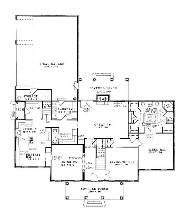 Colonial Plantation Southern Level One of Plan 61022