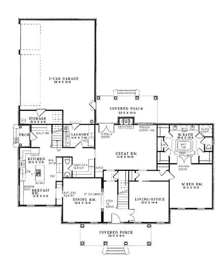 House Plan 61022 First Level Plan