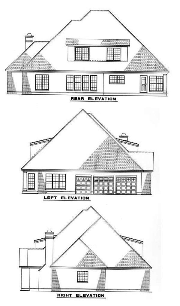 European Rear Elevation of Plan 61023