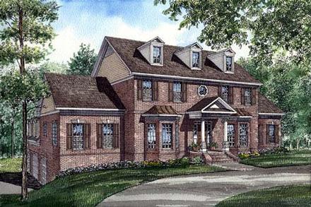 Colonial Southern Elevation of Plan 61025