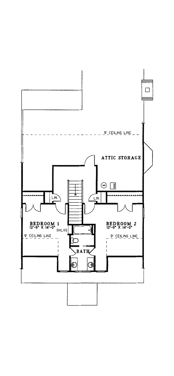 Cape Cod Colonial Southern Level Two of Plan 61028