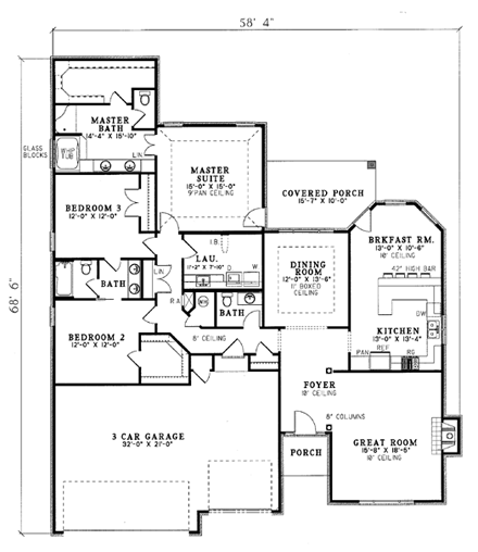 House Plan 61030 First Level Plan