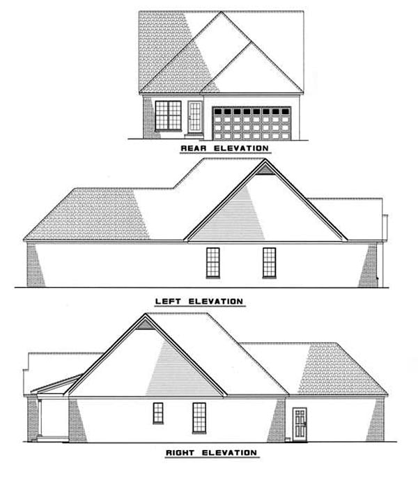 Country Southern Rear Elevation of Plan 61035
