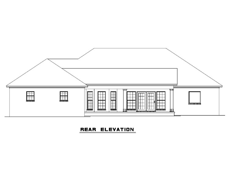 European Traditional Rear Elevation of Plan 61039