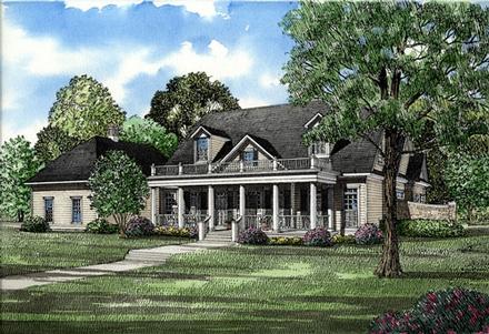 Colonial Southern Elevation of Plan 61042