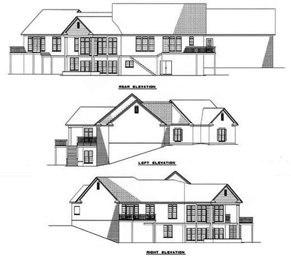 Country Rear Elevation of Plan 61043