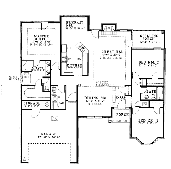 One-Story Traditional Level One of Plan 61048
