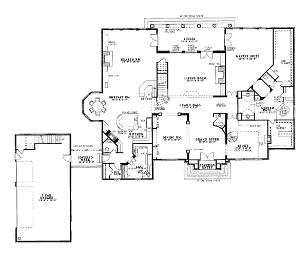 Colonial Contemporary Southern Level One of Plan 61050