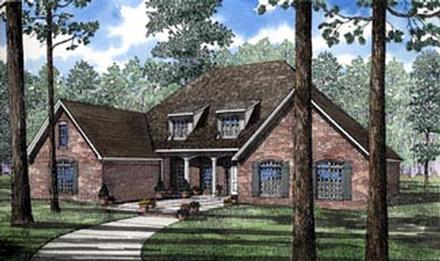 European One-Story Southern Traditional Elevation of Plan 61056