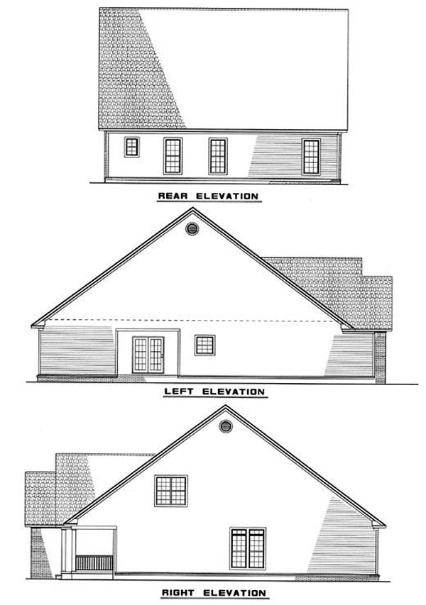 Country Rear Elevation of Plan 61058