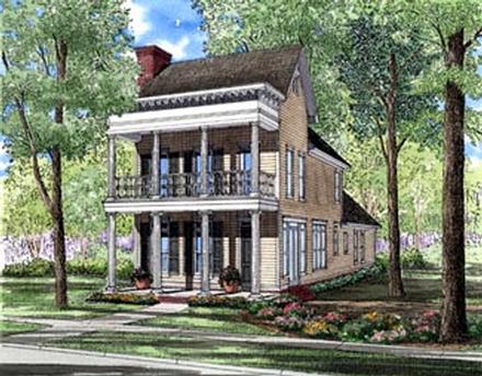 Colonial Narrow Lot Southern Elevation of Plan 61061