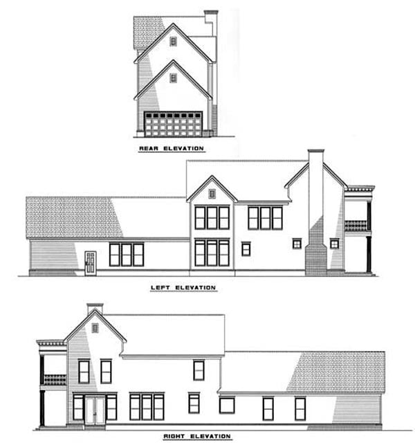 Colonial Narrow Lot Southern Rear Elevation of Plan 61061