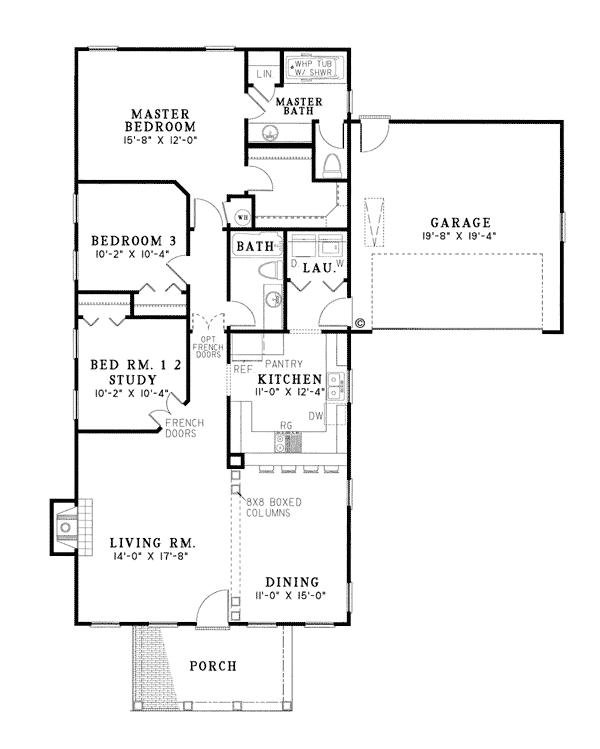 Colonial One-Story Southern Level One of Plan 61062