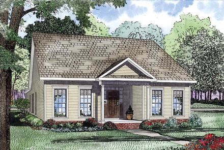 Colonial Southern Elevation of Plan 61064