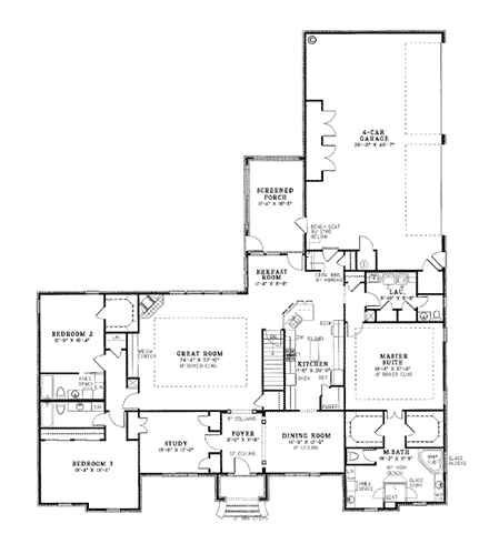 House Plan 61067 First Level Plan