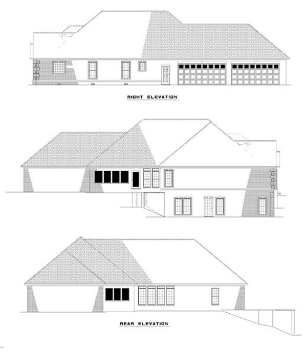 Traditional Rear Elevation of Plan 61067