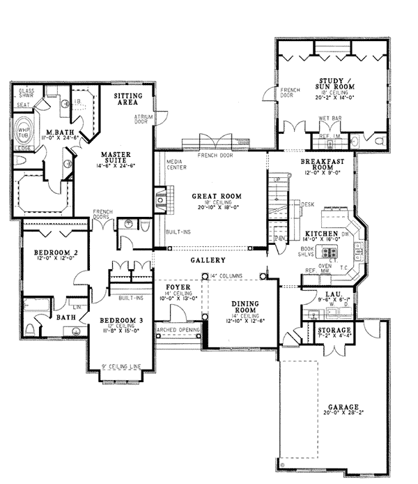 Contemporary Southern Level One of Plan 61068